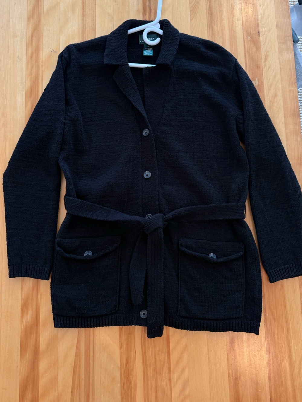 Ralph Lauren Black Belted Cardigan